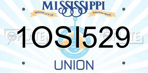 1OSI529 Mississippi License Plate