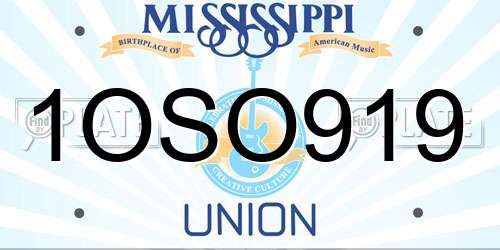 1OSO919 Mississippi License Plate
