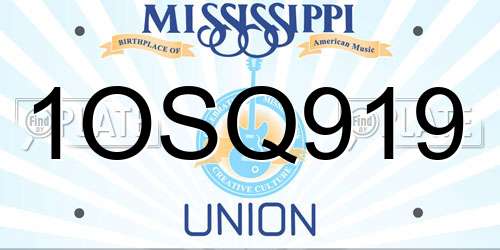 1OSQ919 Mississippi License Plate