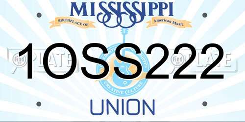 1OSS222 Mississippi License Plate