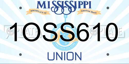 1OSS610 Mississippi License Plate