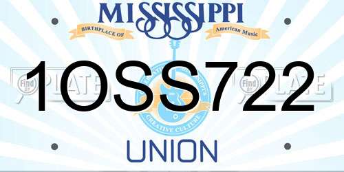 1OSS722 Mississippi License Plate