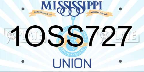 1OSS727 Mississippi License Plate
