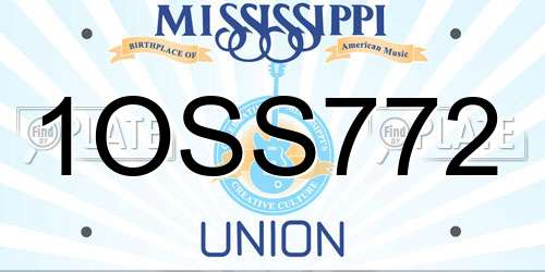 1OSS772 Mississippi License Plate