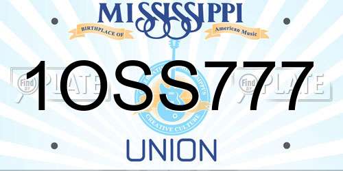 1OSS777 Mississippi License Plate