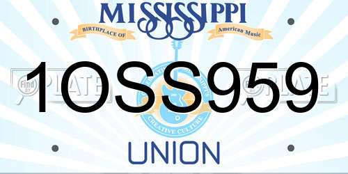1OSS959 Mississippi License Plate