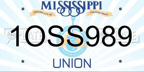 1OSS989 Mississippi License Plate
