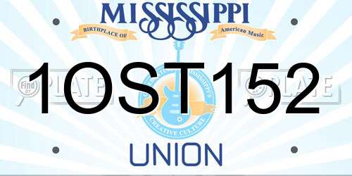 1OST152 Mississippi License Plate