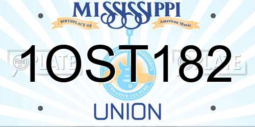 1OST182 Mississippi License Plate