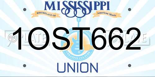 1OST662 Mississippi License Plate