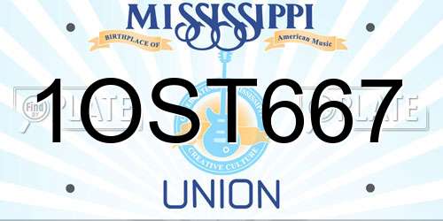 1OST667 Mississippi License Plate