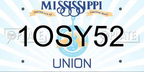 1OSY52 Mississippi License Plate