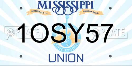 1OSY57 Mississippi License Plate