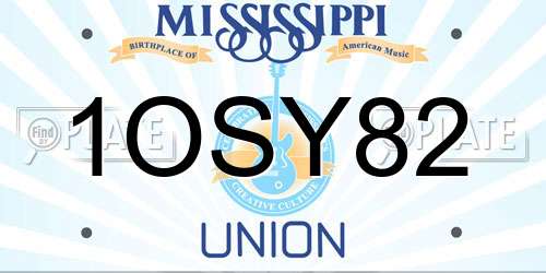 1OSY82 Mississippi License Plate