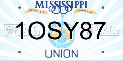 1OSY87 Mississippi License Plate