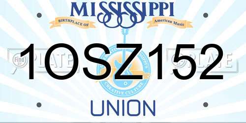 1OSZ152 Mississippi License Plate