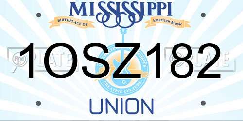 1OSZ182 Mississippi License Plate