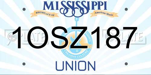 1OSZ187 Mississippi License Plate