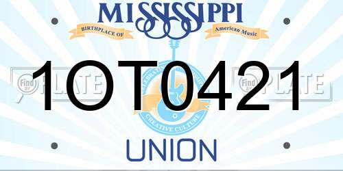 1OT0421 Mississippi License Plate