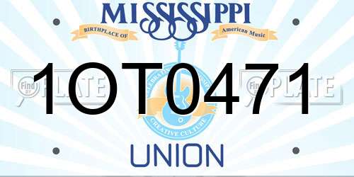 1OT0471 Mississippi License Plate