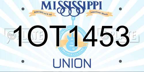 1OT1453 Mississippi License Plate