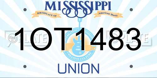 1OT1483 Mississippi License Plate