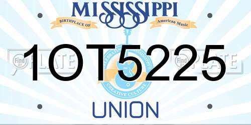 1OT5225 Mississippi License Plate