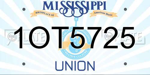 1OT5725 Mississippi License Plate