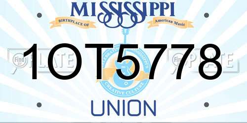 1OT5778 Mississippi License Plate