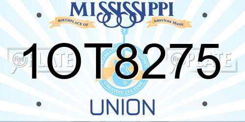 1OT8275 Mississippi License Plate
