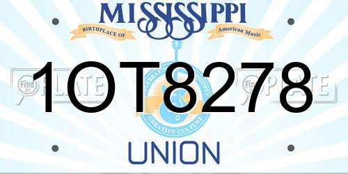 1OT8278 Mississippi License Plate