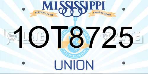 1OT8725 Mississippi License Plate