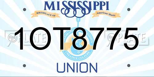 1OT8775 Mississippi License Plate