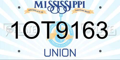 1OT9163 Mississippi License Plate