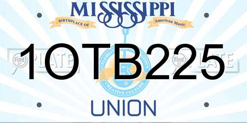 1OTB225 Mississippi License Plate