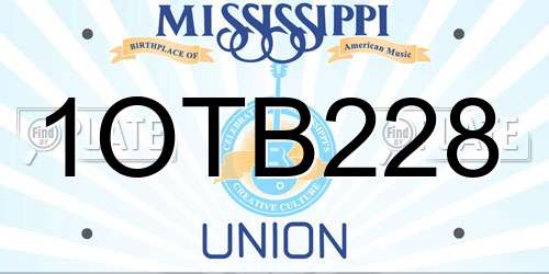 1OTB228 Mississippi License Plate