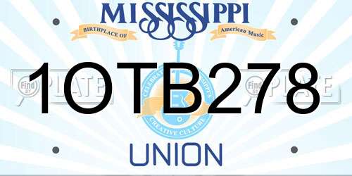 1OTB278 Mississippi License Plate