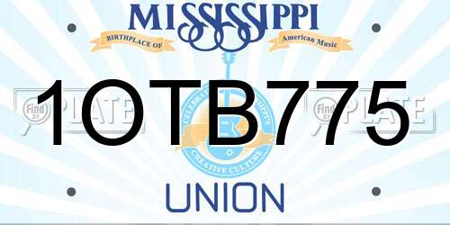 1OTB775 Mississippi License Plate