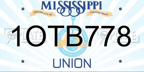 1OTB778 Mississippi License Plate