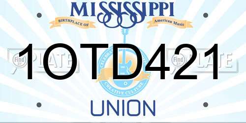 1OTD421 Mississippi License Plate
