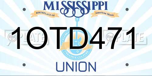 1OTD471 Mississippi License Plate