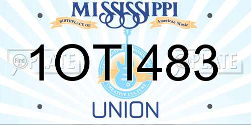 1OTI483 Mississippi License Plate