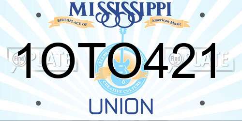1OTO421 Mississippi License Plate