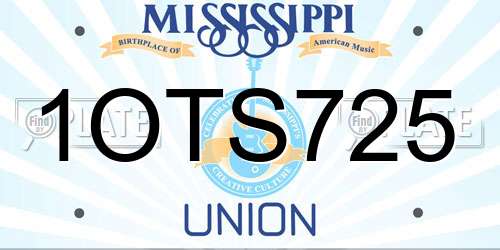 1OTS725 Mississippi License Plate