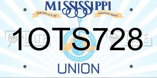 1OTS728 Mississippi License Plate