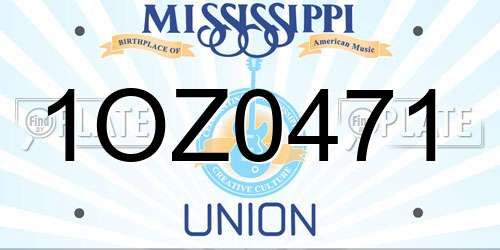 1OZ0471 Mississippi License Plate