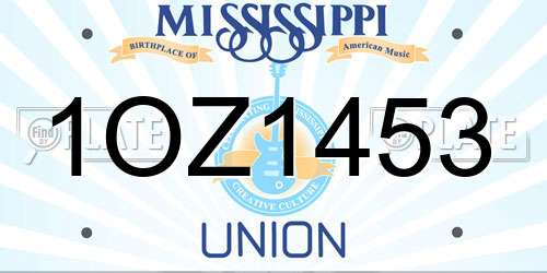 1OZ1453 Mississippi License Plate