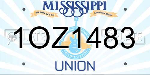 1OZ1483 Mississippi License Plate