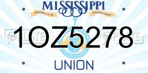 1OZ5278 Mississippi License Plate
