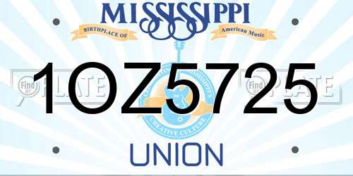 1OZ5725 Mississippi License Plate